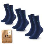 PANDA FOOD 3 Pairs Premium Men's Bamboo Dress Work Socks | Moisture-Wicking, Antibacterial, and Breathable | UK Size 7-11 | Navy Blue