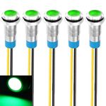 Gebildet 5pcs 8mm 110-220V AC LED Waterproof Metal Indicator Light Signal Lamp (Green)