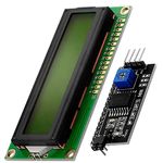 AZDelivery Compatible with HD44780 1602 16x2 Serial LCD Black Character Green Backlight Display Board IIC PCF8574T I2C Adapter Converter Bundle Compatible with Arduino Including E-Book!