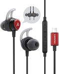 ADPROTECH Lightning Headphones Earphones Magnetic Earbuds in-Ear MFi Certified with Microphone Controller for Sports Workout Compatible with iPhone 11/Pro Max/Xr/Xs Max/X/8/7 Black and Red