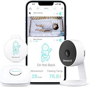 Sense-U Smart Baby Monitor 3+Camera, Audio, Video Baby Monitor That Notifies You for No Abdominal Movement, Rollover, High/Low Temperatures, Detected Motion, with Night Vision, 2-Way Talk, Long Range
