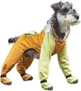 PupMist Full Coverage Small Dog Raincoat, 4-Leg Waterproof Jacket with Leash Hole & Backpack, Quick-Dry Pet Rain Gear for Teddy, Bichon, Schnauzer (Yellow, XX-Large(Suggest weight16.6-221b))