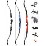 66 Inch ILF Recurve Bow 20-40Lbs Metal Riser Competition Athletic Recurve Bow ILF Bow Riser and Limbs Right Hand Hunting Longbow (36 Lbs, Black/Type 1)