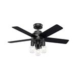 Hunter Hardwick Indoor Ceiling Fan with LED Lights and Remote Control, 44", Matte Black