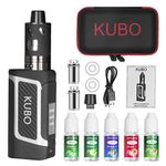 E Cigarette Starter Set with 5x10ml E Liquid 80W Mod Kit with 0.5 ohm/2.0ml Vaporizer Tank 2000mah Battery E Shisha Steamer Vape No Nicotine, adjustable Watt LED Screen KUBO LZ80W - Black