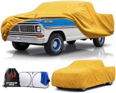 Waterproof Heavy Duty Truck Cover Custom Fit Ford F-100 1966-1983 Regular Cab Short/Long Bed(6.5'-8.1'), Full Exterior Covers with Cotton Liner and Breathable Ventilation Mesh, Car Cover with Zipper