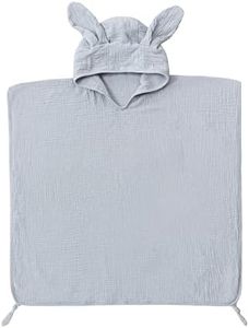 insular Baby Bath Hooded Towel for Toddler, Kids Beach/Pool Towel for Boys Girls,Ultra Soft and Hypoallergenic Muslin Bath Towel, Blue Rabbit