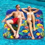 JAMBO Pool Floats, Extra Large Fabric Pool Float, Comfortable Oversized Pool Floats for Adults, Heavy Duty Pool Air Mattress, Inflatable Lounge Raft, Tanning Pool Lounger, Tanning Chair, Pool Toys