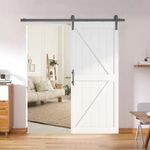 BARNSMITH 36in x 84in Sliding Barn Door with 6.6FT Barn Door Hardware Kit Included, K-Frame, Solid Barn Door Slab Covered with Water-Proof PVC Surface, Pre-Drilled, Easy Assembly, White