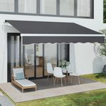 Dripex Awning Retractable Manual Awnings for Patio Garden, 2.5 x 2m Anti-UV and Waterproof Canopy Outdoor Sun Shade with Fittings & Hand Crank for Balcony - Grey