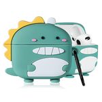 Mulafnxal for Airpods 3 Case Cute 3D Funny Cartoon Animal Character for Airpod 3 Silicone Cover Fun Funny Cool Design Skin Fashion Keychain Cases for Boys Girls Kids Teen for Air pods 3(Dinosaur)