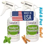 Peppermint Oil Spray for Rodents Plus Cinnamon Oil - MAX Power Mouse Repellent for Home RV Campers Boats Car Engines – Repel Mice and Rats from House Non-Staining 2X Strength (2 Pack) by Lazy Cat