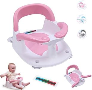 Wddbb Baby Bath seat for Babies 6 Months & up, 360° Stable Toddler Bath Chair with one-Touch Button, Back Hollow Design, Water Temperature Card & 4 Suction Cups for Safety (Pink)