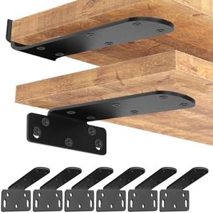 6 Pack -7.7 In (19.5cm) Floating Shelf Brackets，with 1/5 Inch Thick and 440 lb. Load Capacity（Black）