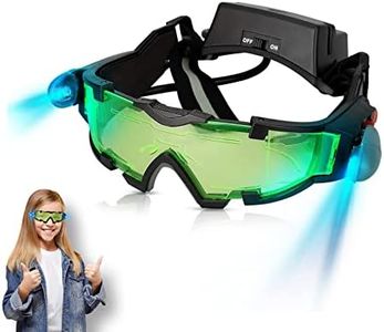 RVSWIHFA Kids Night Vision Goggles, Adjustable Night Goggles with Flip-Out Lights Green Lens, Spy Night Vision Goggle Toy for Sking, Racing Bicycling to Protect Children’s Eyes