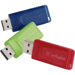 VERBATIM Store 'n' Go USB Flash Drive - PC/Mac Compatible, Assorted, 4 GB Pack of 3 (97002)