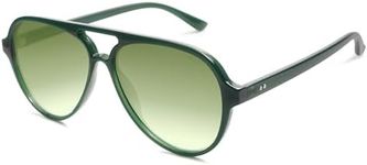 SOJOS Classic Polarized Aviator Sunglasses Womens Mens Retro Double Bridge Aviators SJ2201, Green/Gradient Green