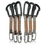 Fusion Climb QDS11-2502-SS-SIL-9301-ST-BLK 6-Pack 11cm Quickdraw Set with 1/4-Inch Stainless Steel Quick Link/Contigua Black Straight Gate Carabiner Silver, Black