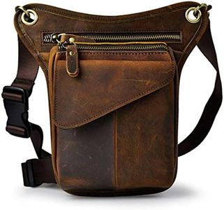 Xieben Leather Drop Leg Bag for Men Women Motorcycle Bike Riding Cycling Multi-Purpose Thigh Waist Fanny Pack Bum Pocket Hiking Sports Camping Pouch Deep Brown