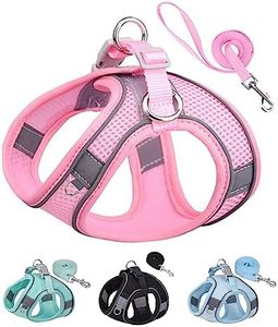 Solmoony Dog Harness for Small Medium Dogs No Pull, Puppy Harness and Leash Set, Puppy Harness for Small Dogs, Step in Harness for Small Dogs, Small Dog Harness, mesh Dog Harness. (Pink, S)