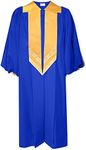 GradPlaza Deluxe Choir Robe with Cuff Sleeves For Church Clergy Clothing Priest Robe Royal Blue Size 45FF