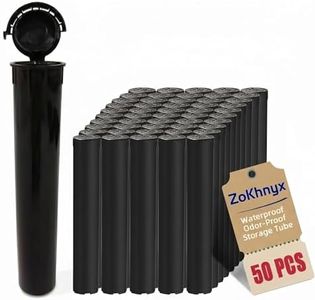 116mm Pre Roll Tubes - 50 Pcs Tubes Black King Size - Plastic Pop Top Tubes with Squeeze Cap - Airtight, Waterpoof and Child Proof Container Tamper Evident Black 50 Pack