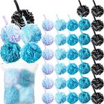 32 Pcs Bath Sponge Shower Loofahs Bulk 60 g Bamboo Charcoal Body Shower Sponge Large Mesh Puff Soft Scrubber for Men and Women Exfoliating Shower Pouf Balls with Bathing Accessories (Multicolor)