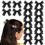 40 Pcs Mini Bow Hair Clips Satin Mini Bow Clips Small Bowknot Barrettes Hair Ribbon Alligator Clips Hair Bows for Girls Baby Women(Black)