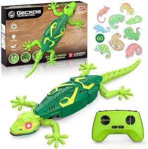 Envyvip RC Wall Climbing Gecko with Stickers, Rechargeable Remote Control Robot Kids Toys, Wall Crawler Cool STEM Toys Birthday Gifts for Boys & Girls Ages 4 and Up, Low Noise, 65ft Remote Range
