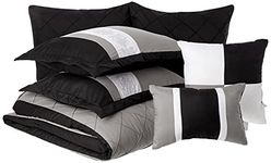 Chic Home 8-Piece Embroidery Comforter Set, Queen, Livingston Black