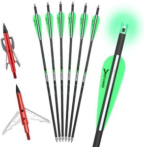 DEEPOWER 20 inch Crossbow Bolts with Mechanical Broadheads and Lighted Nocks for Hunting and Outdoor Practice Carbon Crossbow Arrows