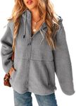 EVALESS Womens 2024 Fleece Jackets Solid Sherpa Fashion Fall Winter Full Zip Up Coats for Women Long Sleeve Loose Fuzzy Teddy Hooded Jacket Outerwear With Pockets