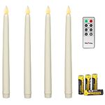 Rhytsing Ivory 10.8" Flameless Taper Candles with Timer, Battery Operated Dinner Long Candles, Smooth Wax Finish, Warm White LED, Remote & Batteries Included - Set of 4