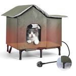 Trsow outdoor cat house waterproof,Weatherproof Heated full Cat House for winter Warm with Heating Pad Insulated Outdoor Cats House for Stray Cats in Winter for Sheds & Garages (L,58X43X52CM)