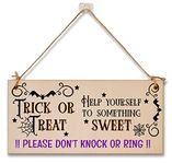 No Trick or Treaters But Don't Knock or Ring Halloween Do Not Disturb Sign Handmade Wooden Hanging Wall Plaque Gift Hallway Home Décor