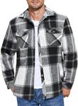 COOFANDY Flannel Shirt Jacket for Men Casual Long Sleeve Plaid Shirts Jackets Button Up Lined Shacket with Pockets, Black, Medium