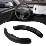 BASENOR Tesla Model 3 Model Y Steering Wheel Cover ABS Carbon Fiber Steering Wheel Wrap Protector No Slip for Man and Women Tesla Interior Accessories 2PCS 2016-2024