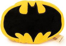 Buckle-Down Squeaker Plush Dog Toy, Batman Bat Icon Yellow Black