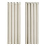 PONY DANCE Blackout Curtains Eyelet - Extra Long Solid Cream Curtains Noise Reducing Drapes Home Decoration for Kids' Bedroom, 66 x 90 inches, Light Beige, 2 Panels