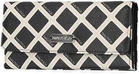 Nautica Money Manager RFID Women s Wallet Clutch Organizer, Black/Bone, Medium