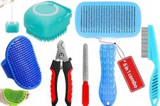 6 in 1 Pet Grooming Kit for Dog and Cat with Shedding Brush Nail Clipper Bath Brush Flea Comb and Complete Grooming Tools Set for Home Pet Hair Care Fur Cleaning and Professional Daily Pet Grooming Use