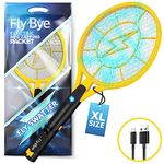 Fly-Bye - XL Electric Fly Swatter (Upgraded 2024 Version) - 4000v Electric Fly Zapper Racket - Electric Fly Killer Racket - Electric Bug Zapper, USB Rechargeable, Bright LED - Fly Killers for the Home