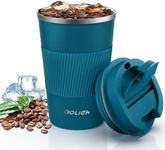 Aolieh Travel Mug, Insulated Coffee Cup,Double Walled Travel Mug Vacuum Insulation Stainless Steel with Leakproof Lid Eco-Friendly Reusable Cup for Coffee,Tea and Beer(Blue-380ML)