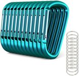 12-Pack Aluminum Carabiner - 3 Inch, Teal | D Shape Heavy Duty Buckle Carabiner Clips | Small Carabiner Clip