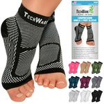 TechWare Pro Ankle Brace Compression Sleeve Relieves Achilles Tendonitis, Joint Pain. Plantar Fasciitis Foot Sock with Arch Support Reduces Swelling & Heel Spur Pain. (Black, XXL)