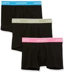 Lacoste Men's 3-Pack Regular Fit Boxers, Black/Fiji-RESEDA Pink-LY, Medium, Black/Fiji-reseda Pink-ly, Medium