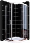 ELEGANT 800 x 800mm Offset Quadrant Shower Enclosure 6mm Tempered Sliding Glass Cubicle Door