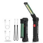 LED USB Rechargeable Torch,Vagocom Super Bright Flashlight COB Work Light Portable Inspection Lamps with Magnetic Base and Hook for Mechanic Tools,Camping,Emergency,Christmas Birthday men Gift(2 Pack)