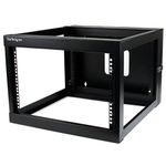 StarTech.com 4-Post 6U Hinged Wall-Mount Network Rack, 19" Open Frame Server Rack with 19.8in Mounting Depth, Wall Mount Swing Out Data Rack for IT / AV / Computer Equipment, TAA (RK619WALLOH)