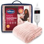 Silentnight Comfort Control Heated Throw Blanket - Luxury Fleece Electric Heated Overblanket for Sofa Bed with 9 Heat Settings, Fast Heat-up and Safety Shut Off - Machine Washable - 120x160cm - Blush
